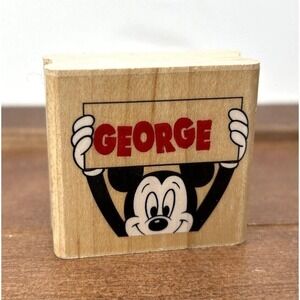 Name GEORGE Disney Mickey Mouse Paper Company Wood Rubber Stamp, Unused‎